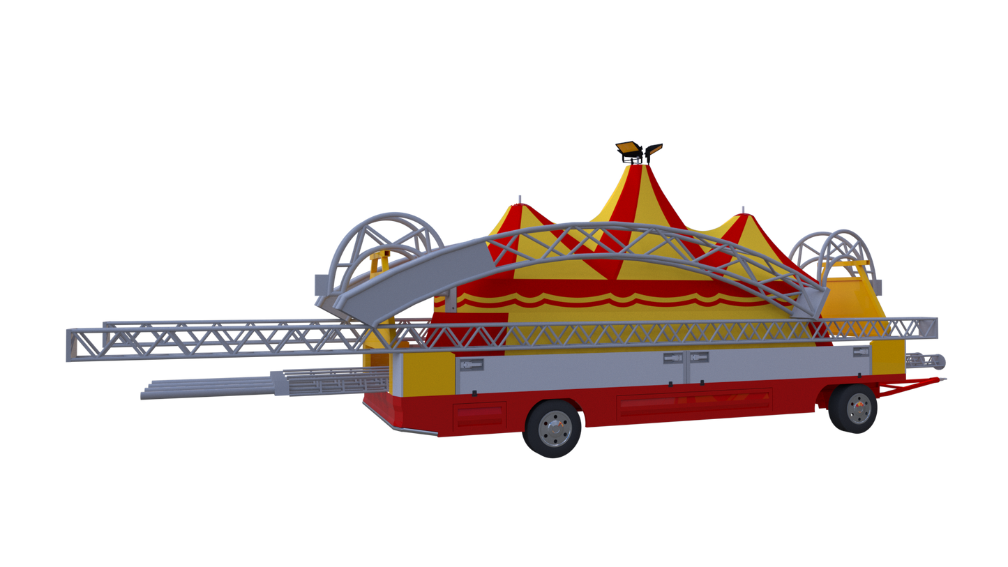 Chapiteau 2 mâts 3D avec intérieur + remorque de transport