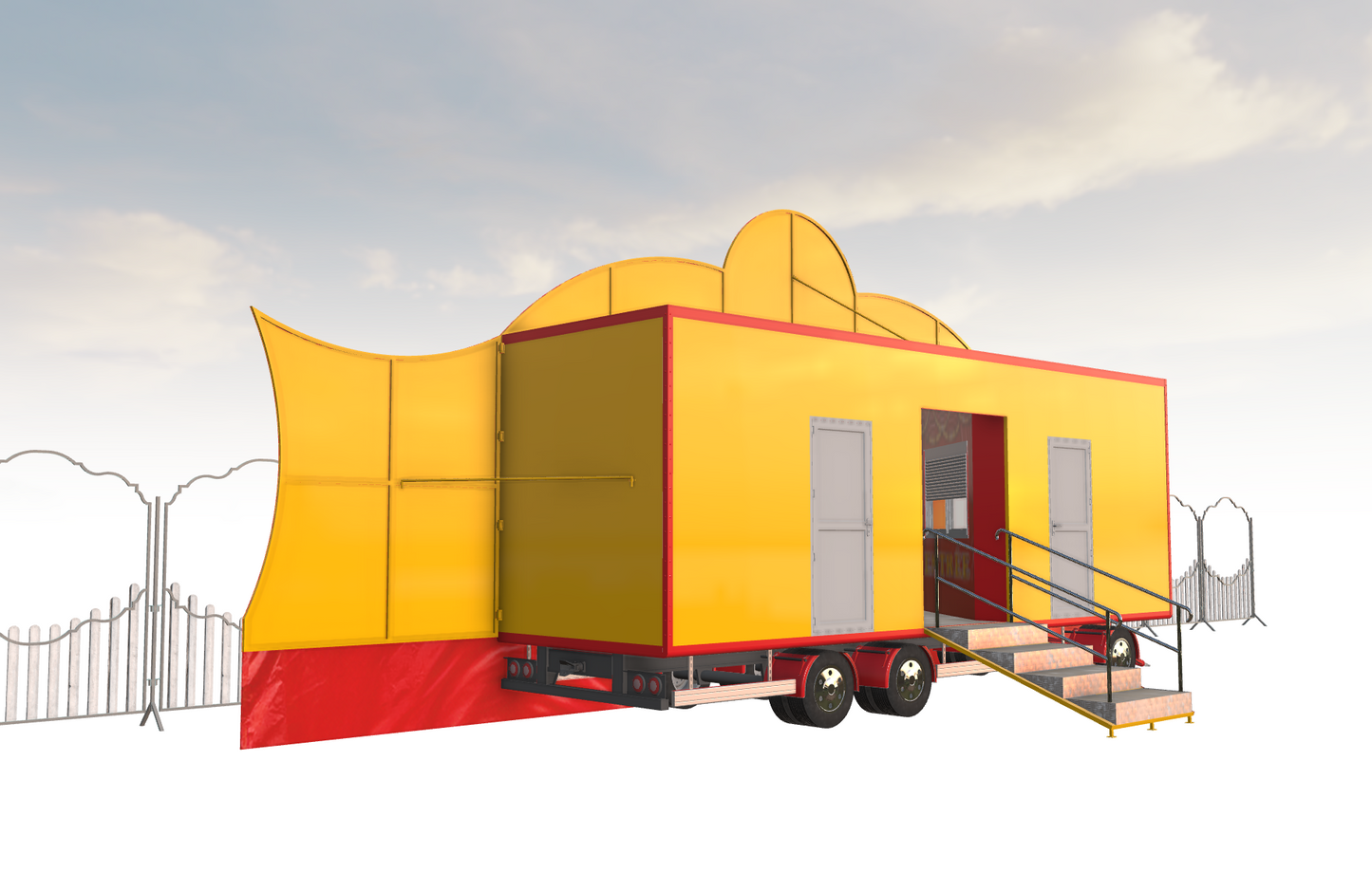 Remorque caisse cirque 3D type 1 + barrières