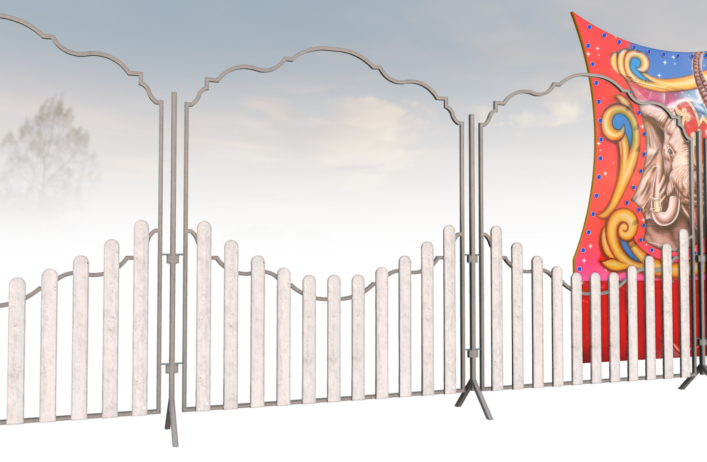 Remorque caisse cirque 3D type 1 + barrières