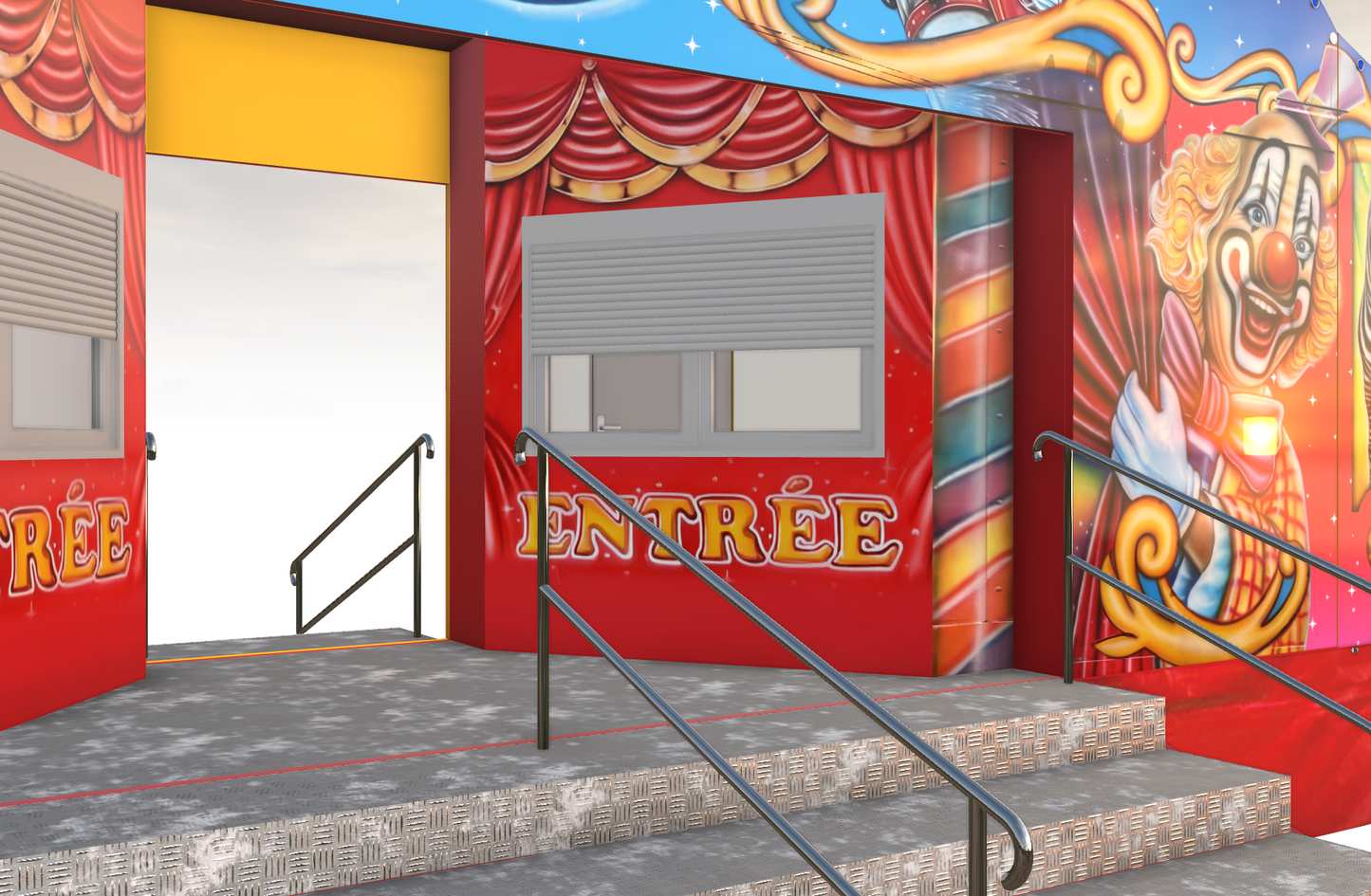 Remorque caisse cirque 3D type 1 + barrières