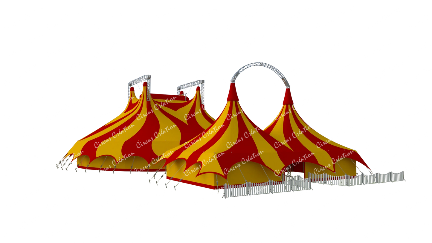 Chapiteau 3D avec intérieur + tente d'accueil type 1