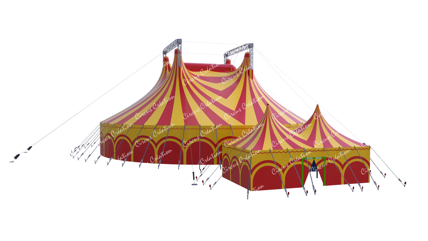 Chapiteau 3D avec intérieur + tente d'accueil type 2