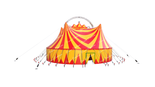 Chapiteau 2 mâts 3D avec intérieur + remorque de transport